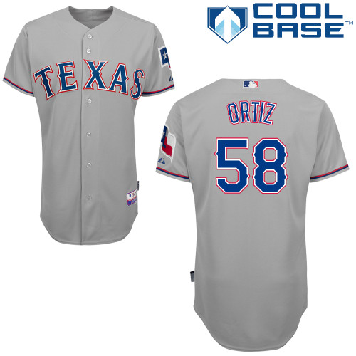 Joseph Ortiz #58 Youth Baseball Jersey-Texas Rangers Authentic Road Gray Cool Base MLB Jersey